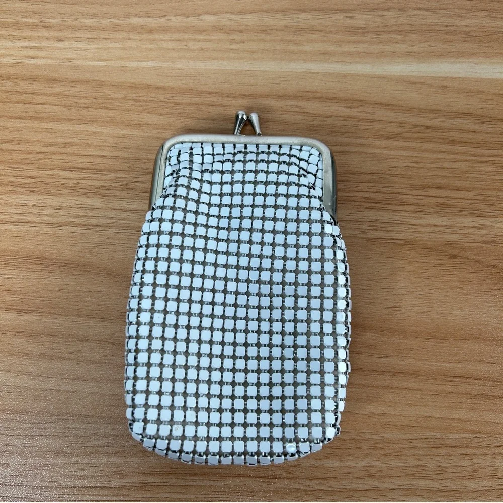Cigarette Case or Eyeglass Case White Metal Mesh Props Retro